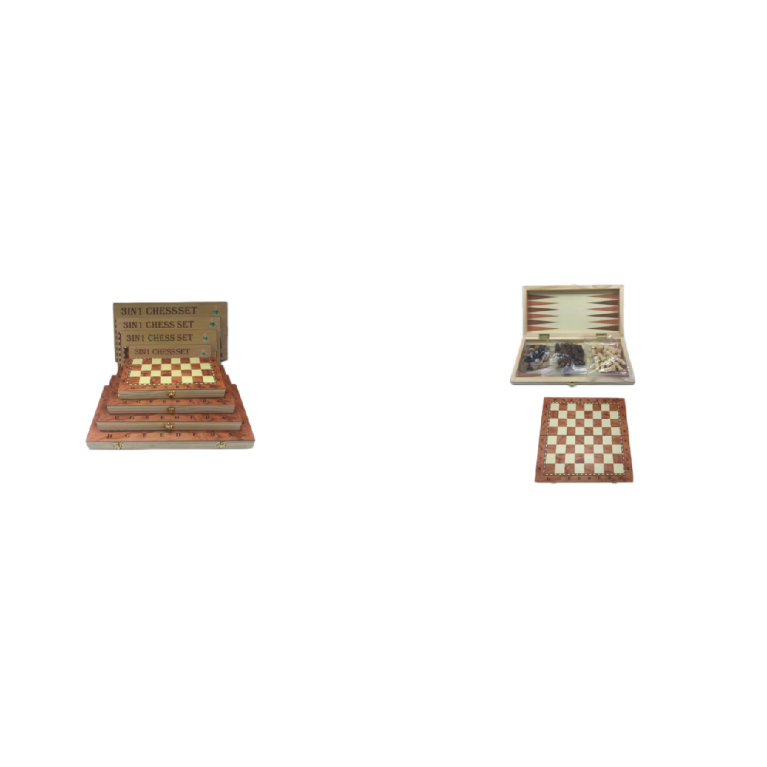 Wooden 3 in 1 Chess set Games