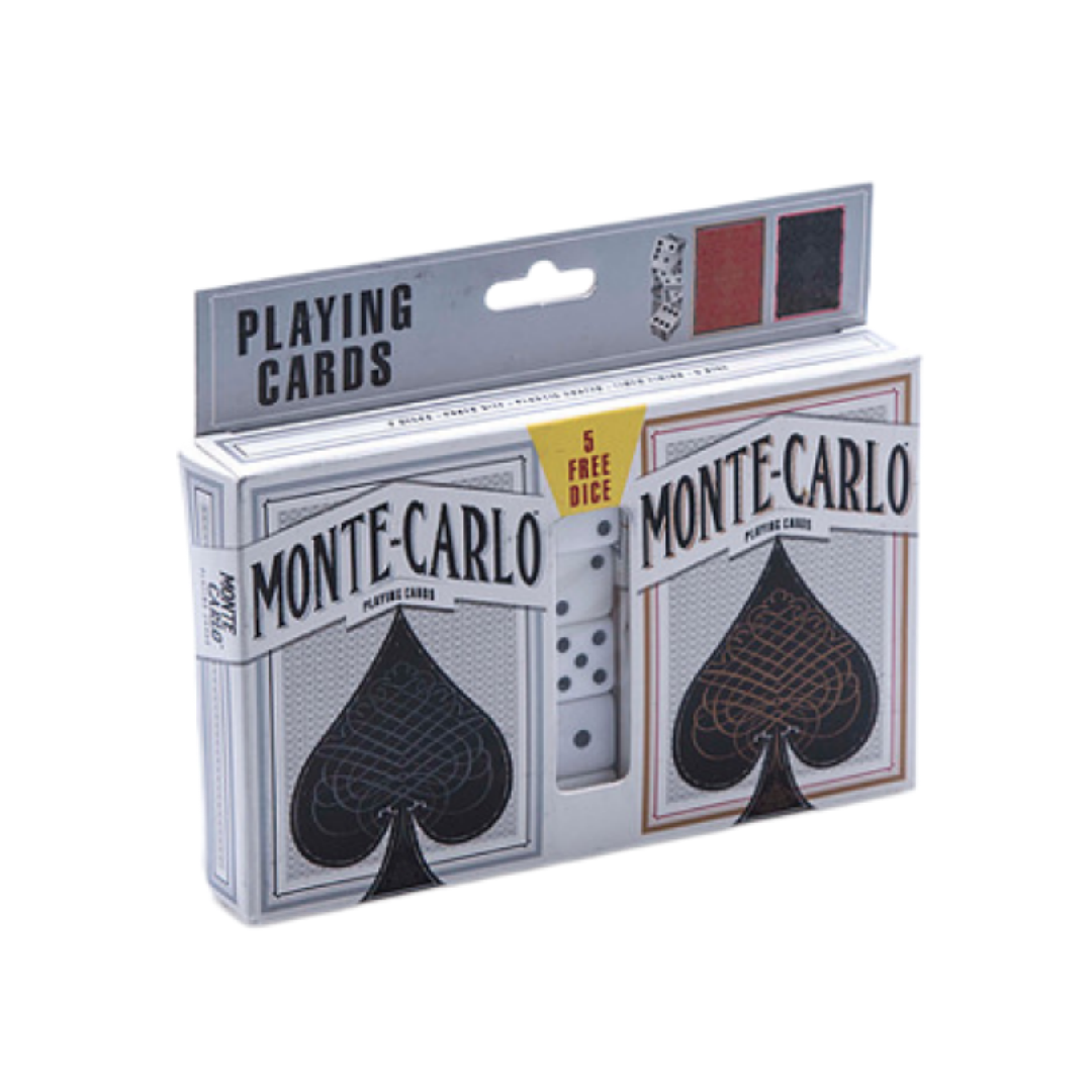 2 Pack Monte Carlo Poker Cards + 5 Dice