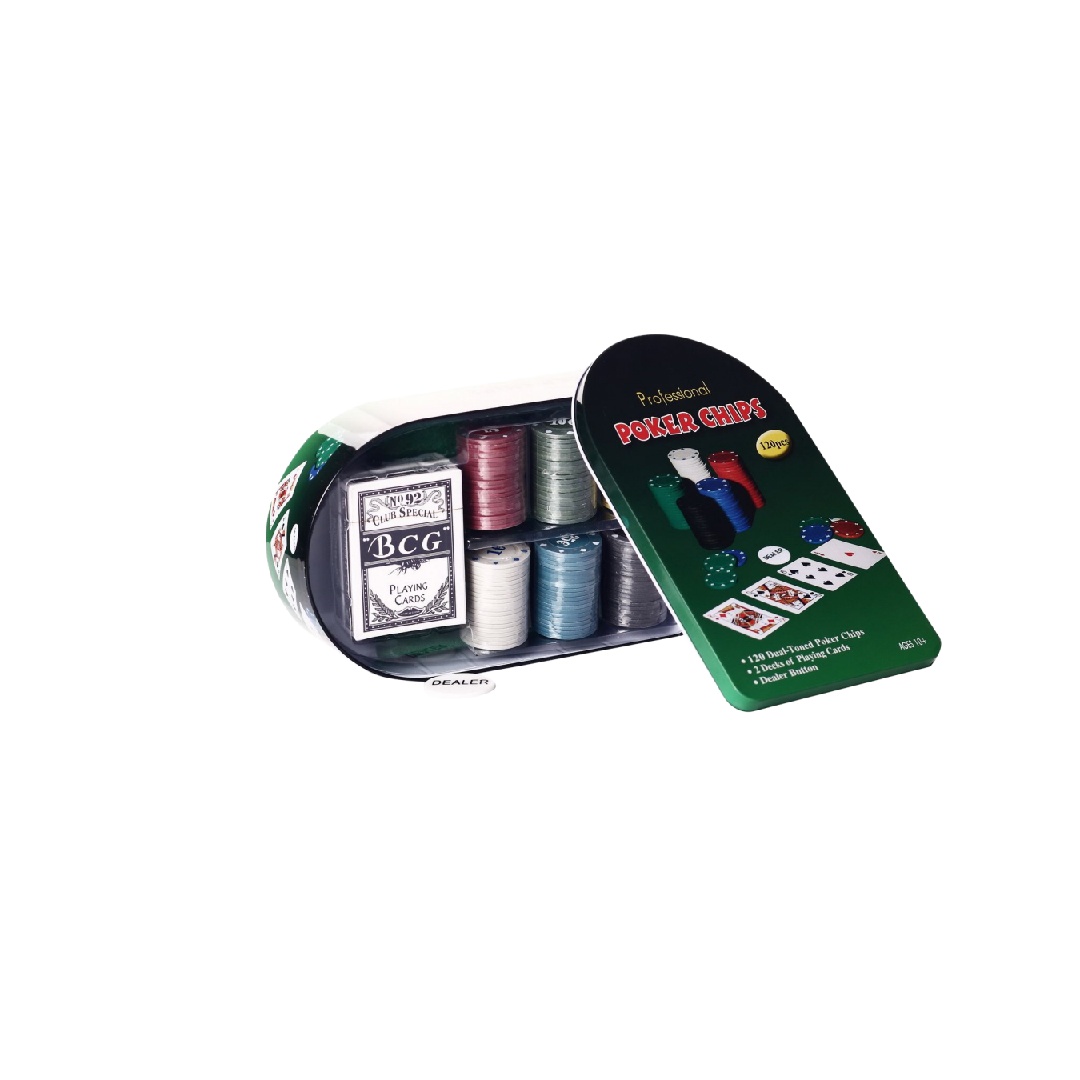 Professional  Poker Chips -120pcs 4G poker chips, 2 deck of cards , 60x40 Poker gaming mat, 1 dealer