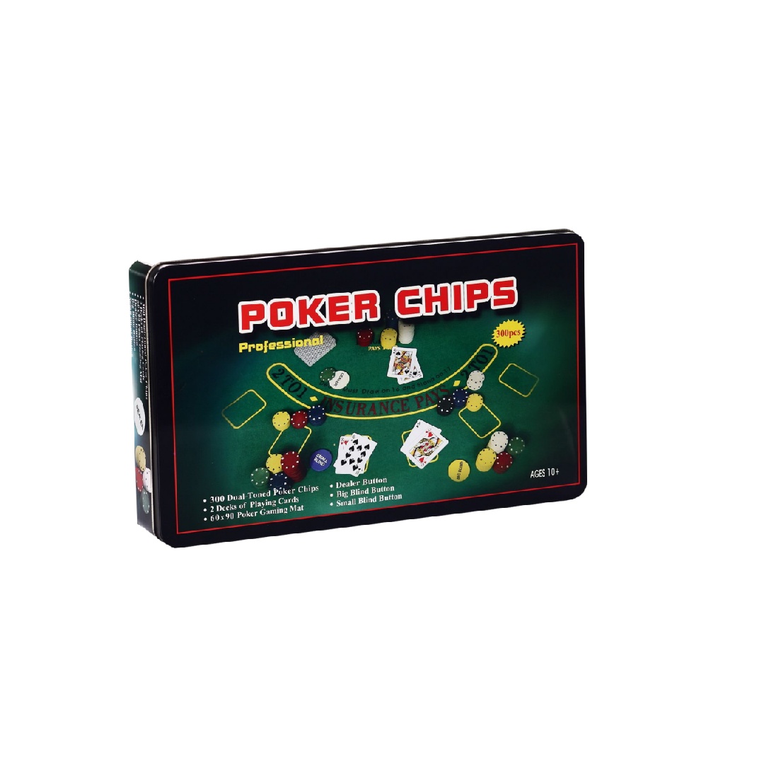 LH300TS PROFESSIONAL POKER CHIPS - 300pcs 4G poker chips , 2 deck of cards, 60X90 poker gaming mat, 1 dealer,1 big blind,1 small blind